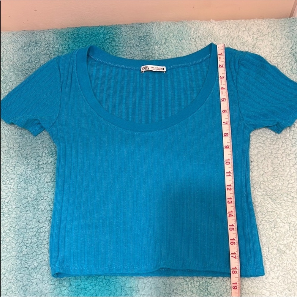 Zara Blue Ribbed Top - Picture 4 of 7
